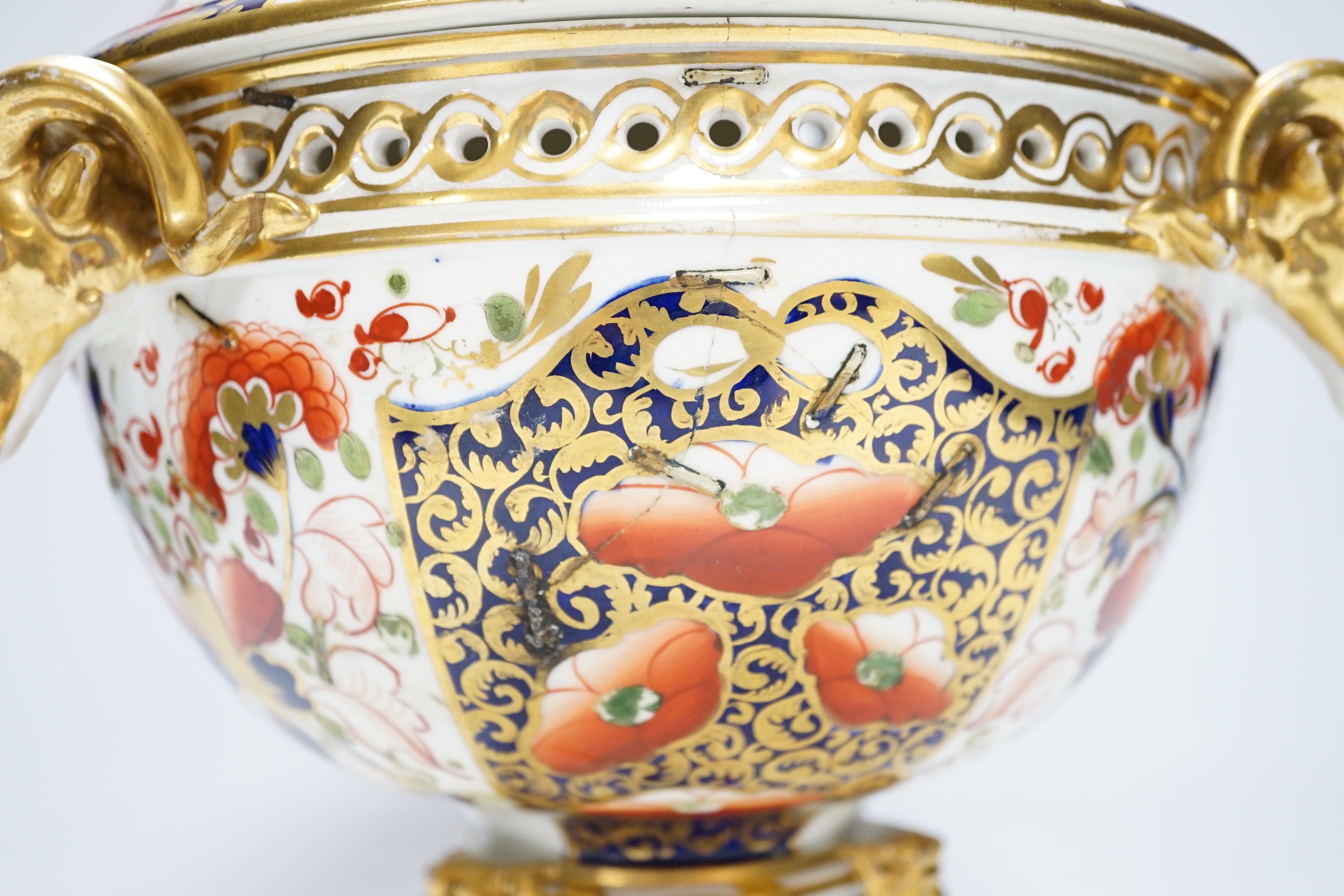 A Crown Derby Imari pattern pot pourri, 30cm